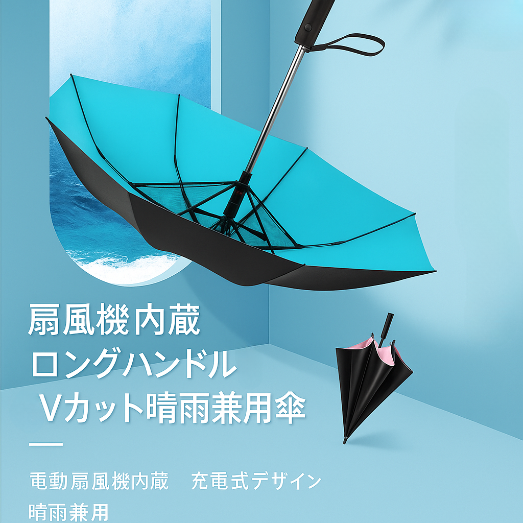 MistFan Umbrella™|電動ファン付き折りたたみ傘(涼感・紫外線対策)