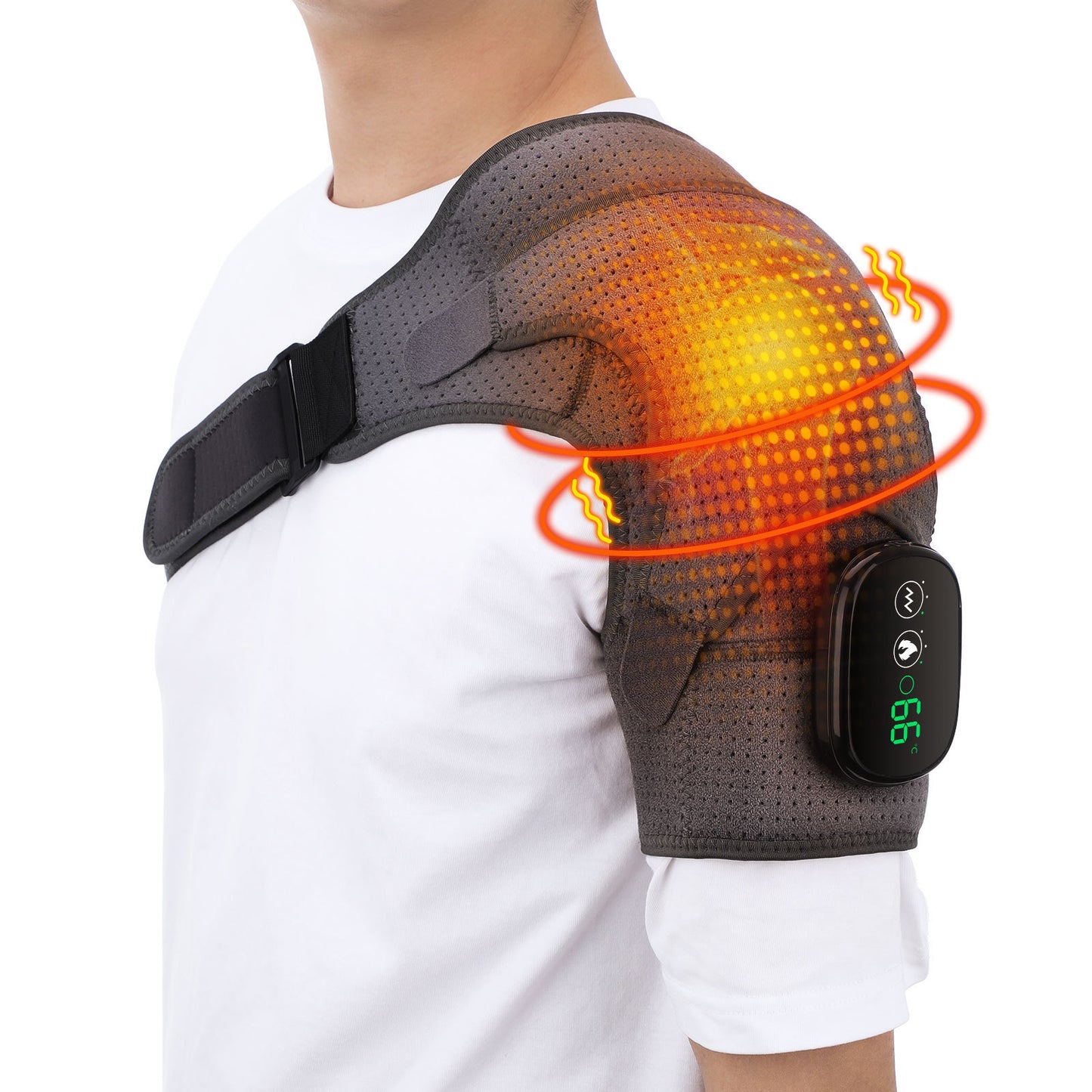 ThermoShoulder Pro™|加熱×振動マッサージ肩パッド(温度表示ディスプレイ付き)