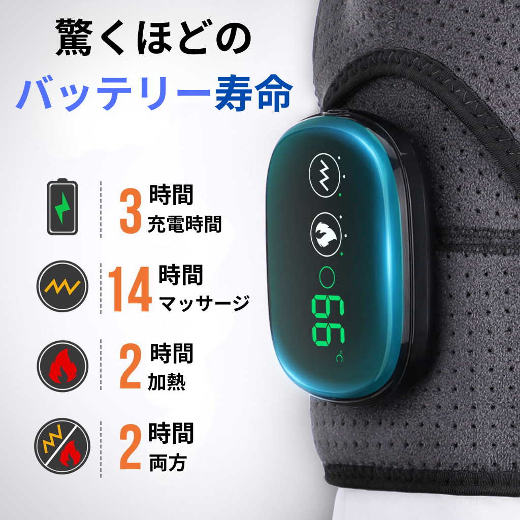 ThermoShoulder Pro™|加熱×振動マッサージ肩パッド(温度表示ディスプレイ付き)